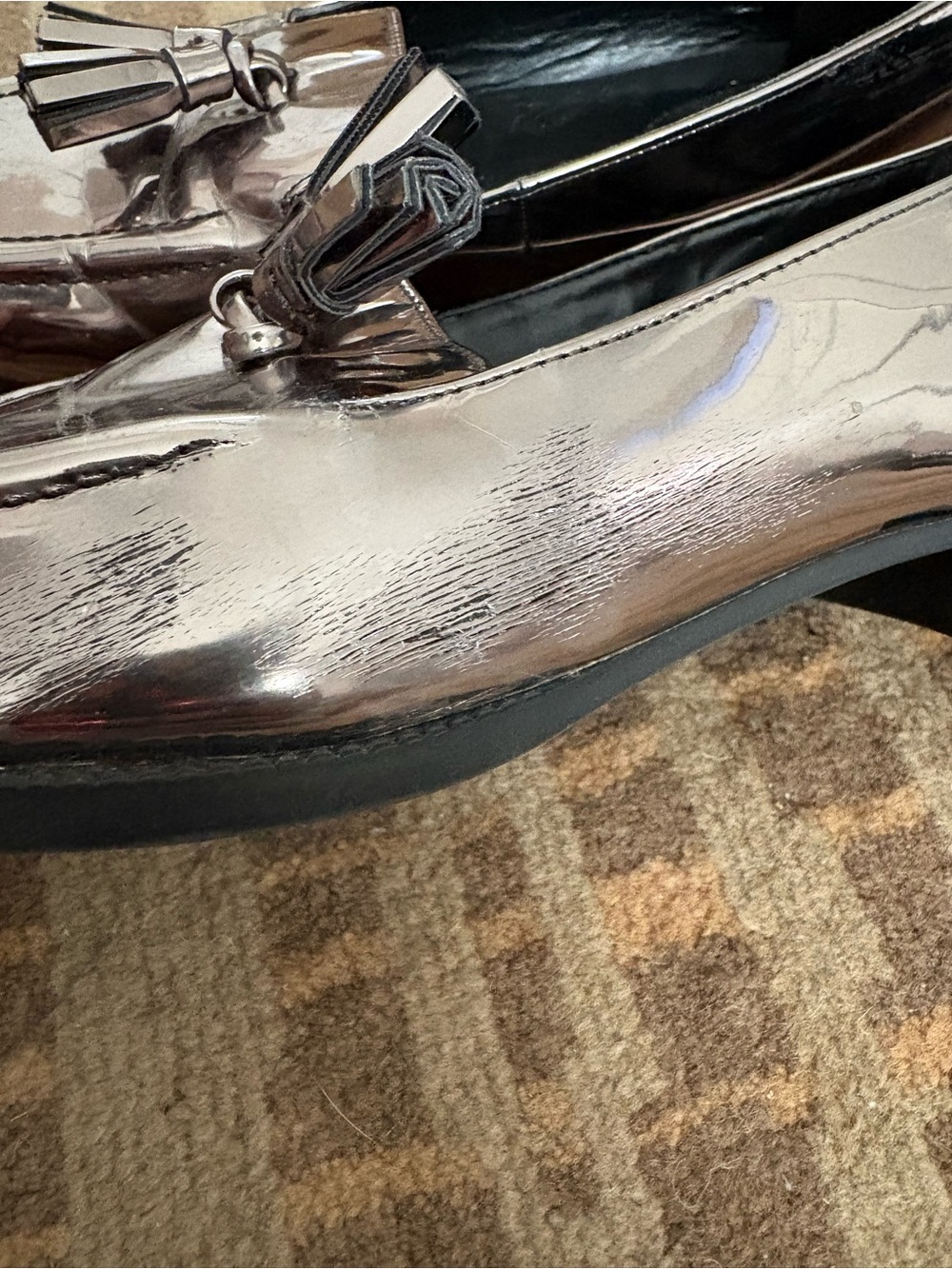 Bandolino Metallic Silver Tassel Loafers - Picture 3 of 5